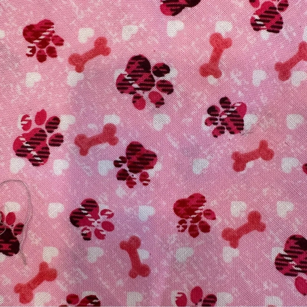 Handmade Pink Dog Bandana with Scrunchi Paw Print Design